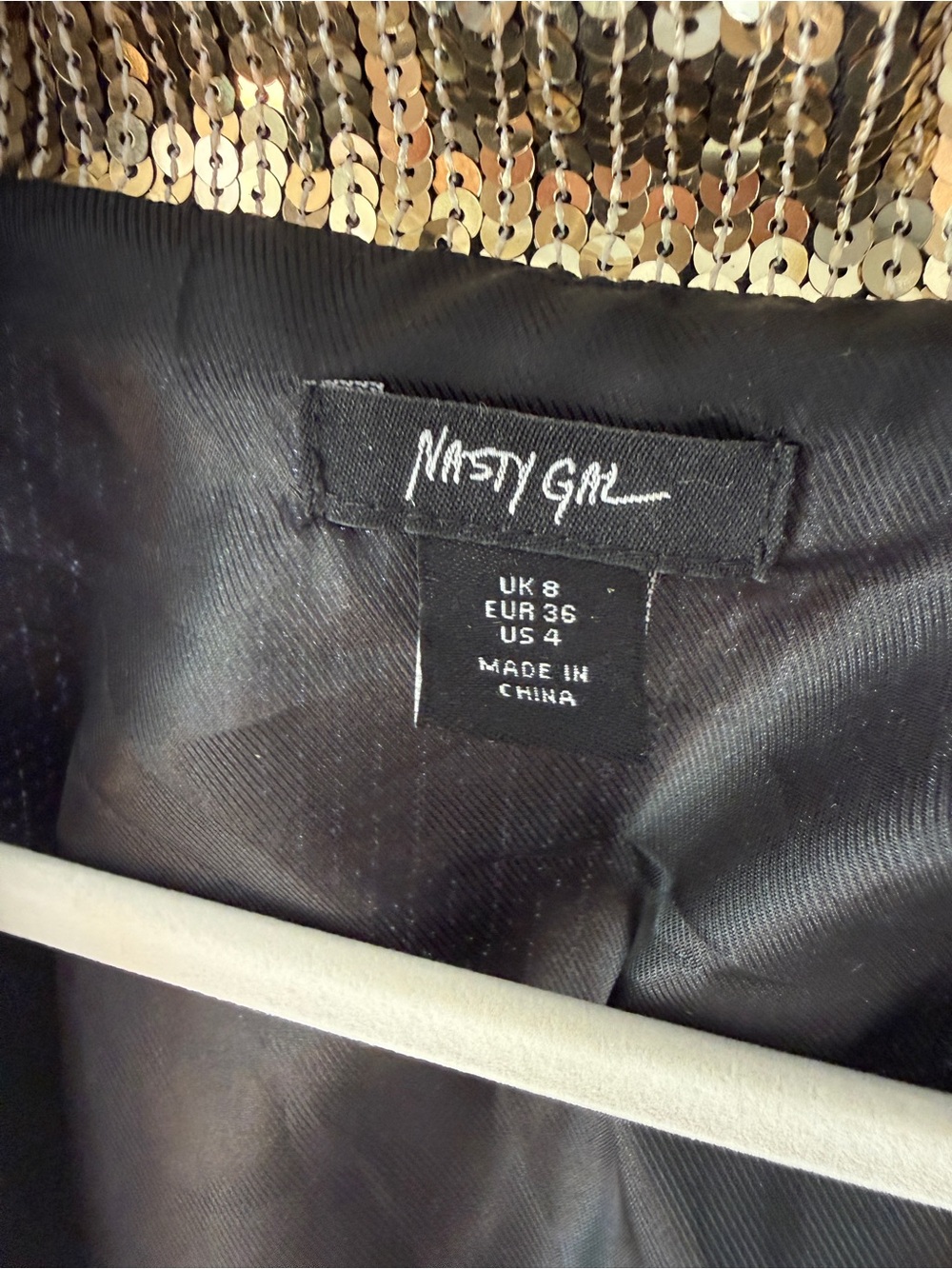 Nasty Gal Gold Sequin Fringe Jacket with Chappell Roan Pink Lettering/ Halloween - Picture 5 of 7